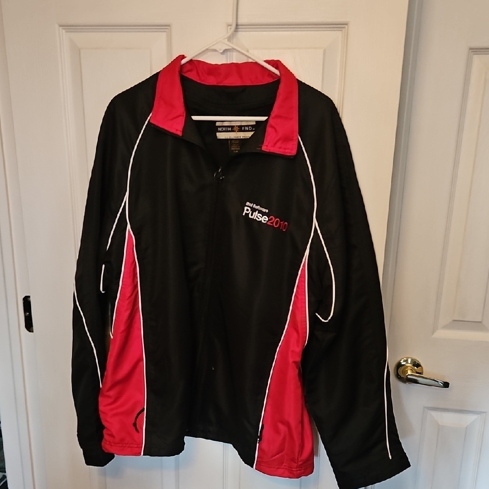 Men's Black and Red "IBM Pulse 2010" Windbreaker Jacket - Size L